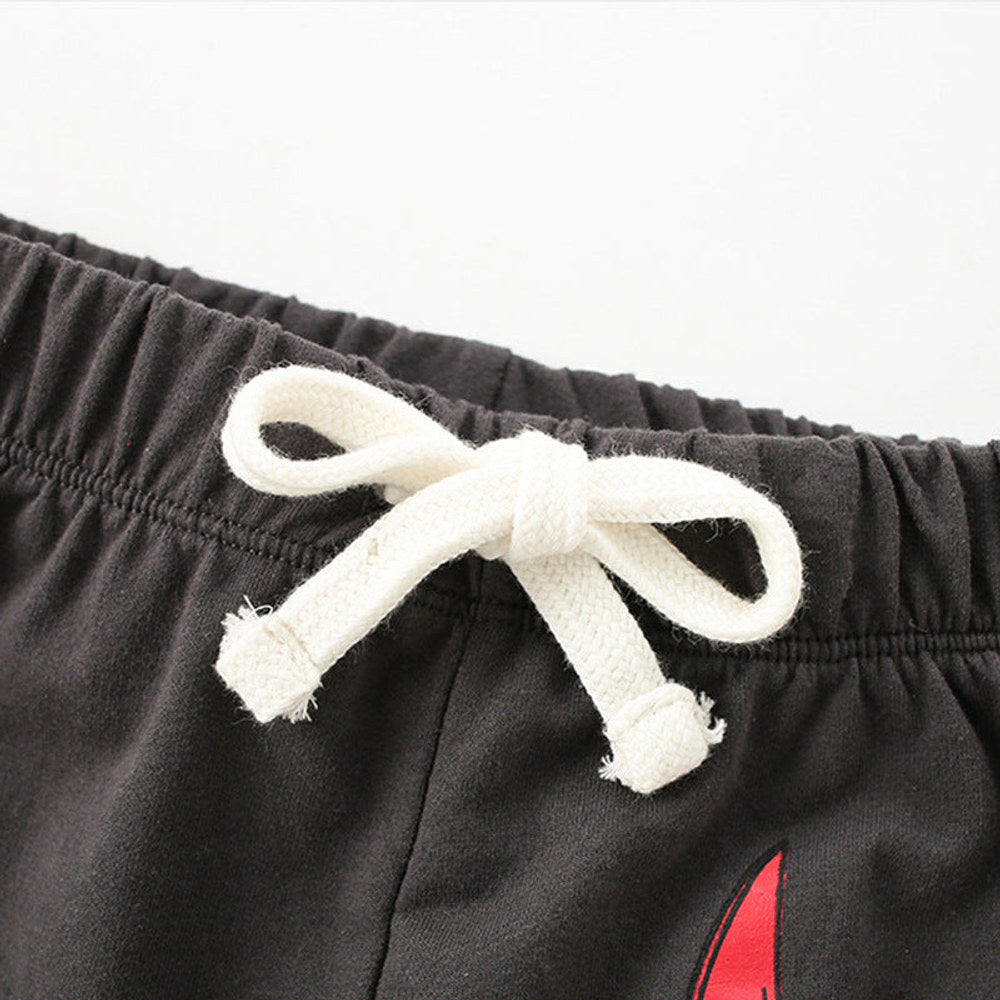 MyKids-USA® High Quality Boys’ Grey Soft Cotton Fierce Bull Pattern Shorts